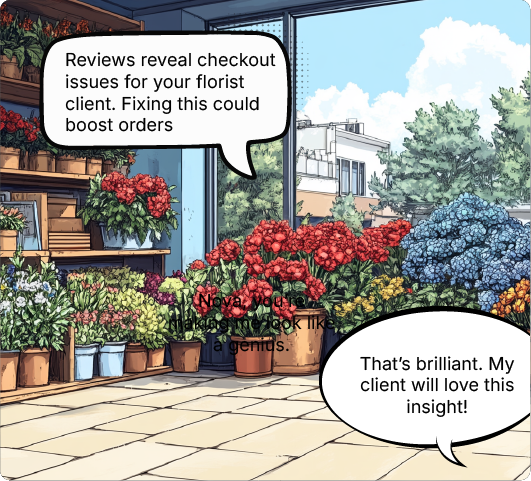 Reviews reveal checkout issues for your florist client.