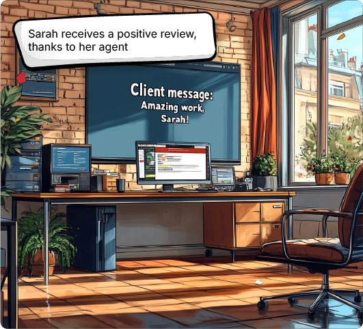 Sarah receive a positive review thanks to her agent